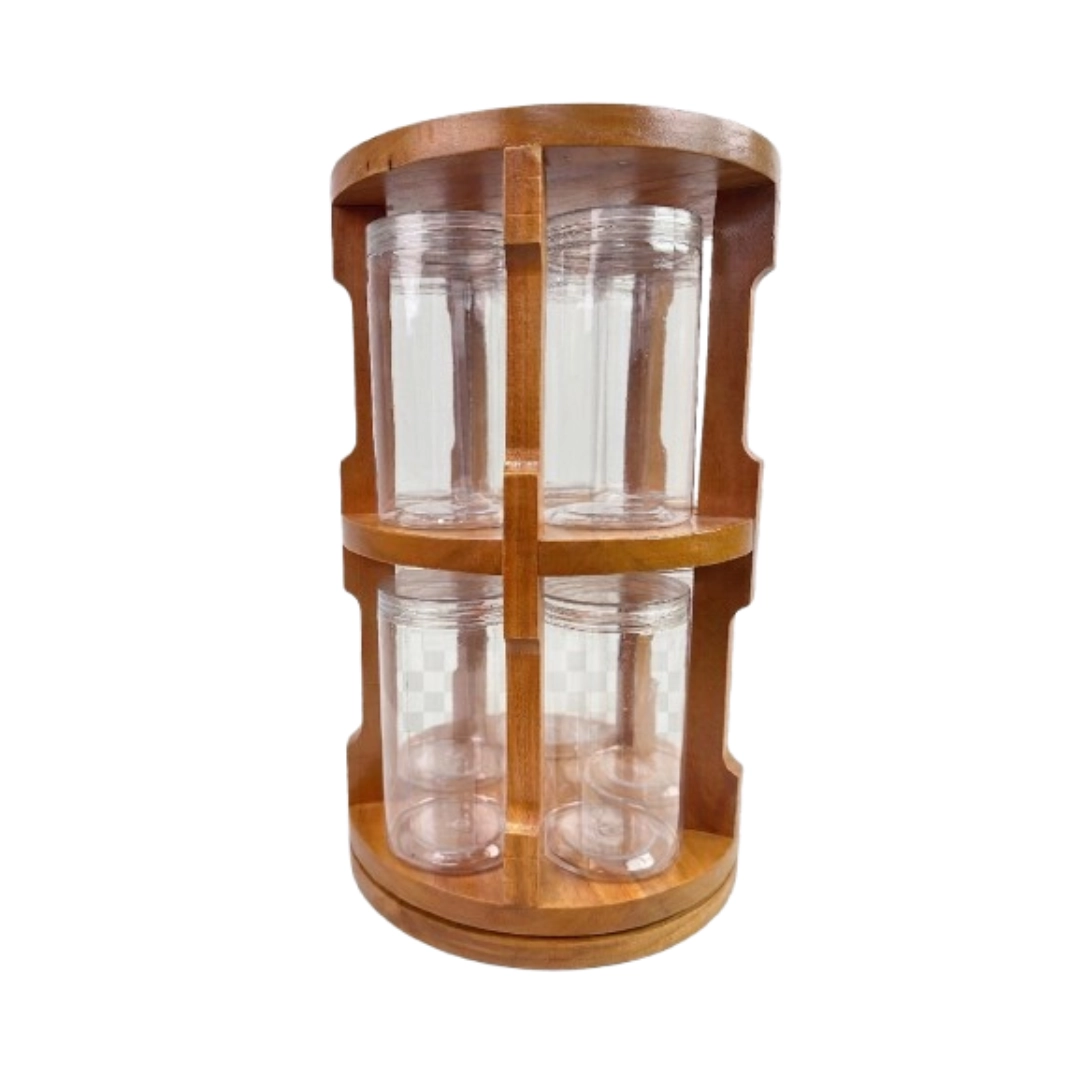 Solid Wood Kitchen Spice Rack with 10 Jars